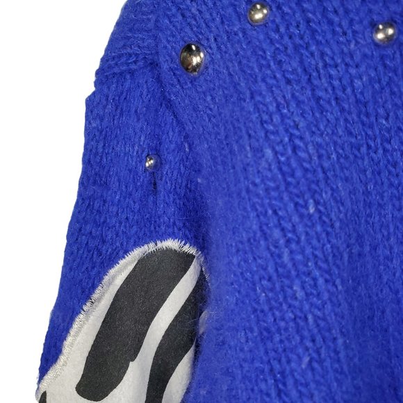 VTG 80s IB Diffusion Animal Print Knit Sweater Violet Mink Angora Silk Loud Bold - Picture 4 of 7